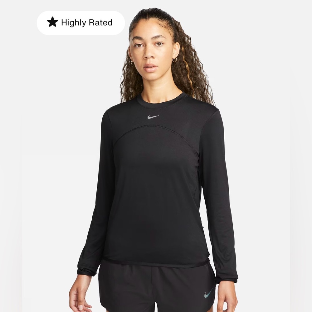 New! Nike Women's Dri-FIT Swift Element UV Crew-Neck Running Top Black Size M
